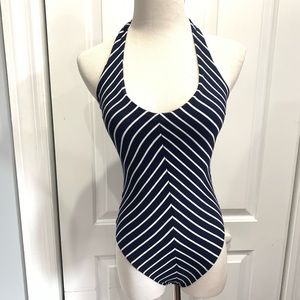 Navy White Halter Bodysuit Aeropostale XS